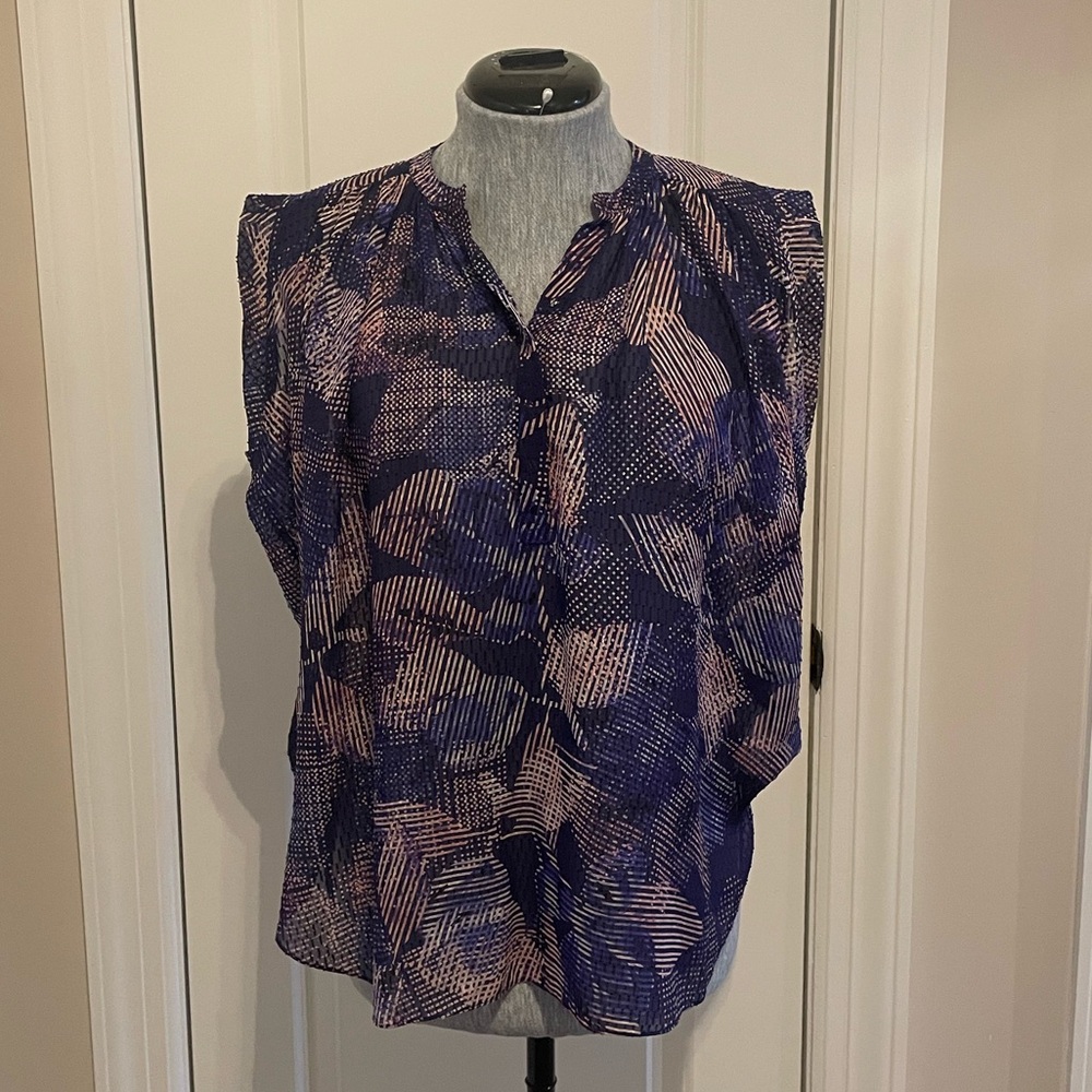 Rebecca Taylor Abstract Print Silk Blouse